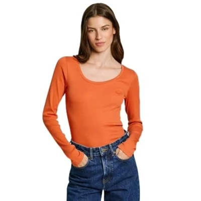 Image of Pepe Jeans Finny Long sleeved top, Women&#039;s, Size: Large, Sunset orange