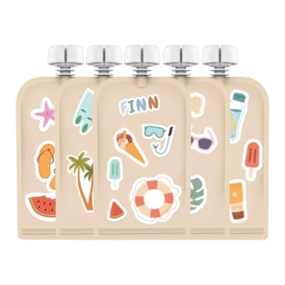 Image of On the Go Re usable Food Storage Pouch 150ml 5PK SUMMER VIBES