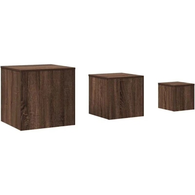 Image of vidaXL Side Tables 3 pcs Brown Oak Engineered Wood