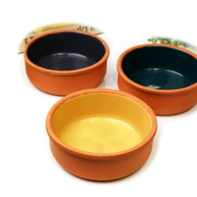 Image of Terracotta Coloured Ramekins Set of 3 Round 12cm Serving Tapas Dip Dish Bowls