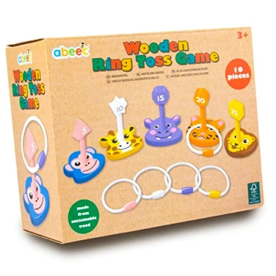 Image of abeec Wooden Ring Toss Game Toddler Toys For 3 Year Olds Kids Sensory Educational 2+