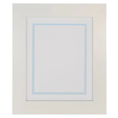Image of Metro White Photo Picture Poster Frame with on Blue Double Mount 40 x 30 cm for Image Size 12 10 inch
