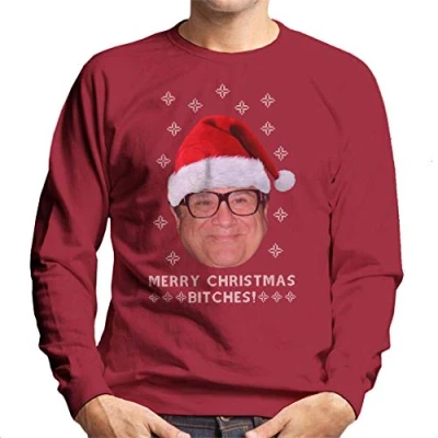 Image of Cloud City 7 Danny DeVito Merry Christmas Bitches Men&#039;s Sweatshirt Cherry Red