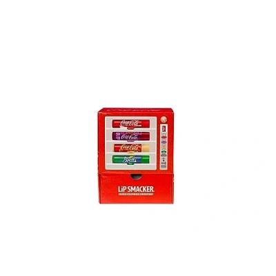 Image of Lip Smacker Coca Cola Collection, Cola, Cherry, Vanilla and Sprite Flavoured Balms, Assorted Authentic Balm, Gift Set in a Coke Vending Machine