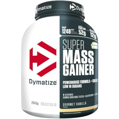 Image of Dymatize Super Mass Gainer Gourmet Vanilla 2943g Weight Powder + Carbohydrates, Creapure Creatine, BCAAs, Casein