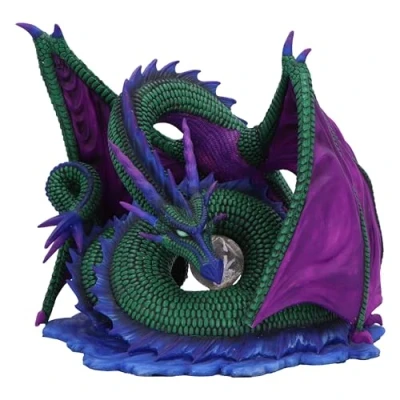 Image of Nemesis Now Nephtali Elemental Dragon of Water Figurine 27cm, Resin, Green/Purple, in Figurine, Designed by Derek W Frost, Cast the Finest Expertly Hand Painted