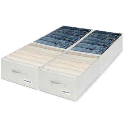 Image of 4CONVY Trousers Organiser for Wardrobe XXL Fixed Storage Box with Large Compartments Foldable System