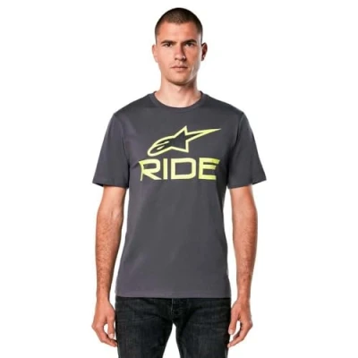 Image of Alpinestars Men&#039;s Ride 4.0 CSF Tee T Shirt, Charcoal/Lime/Black, M