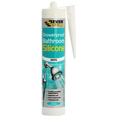 Image of PACK OF 2 EVERBUILD White Showerproof Antifungal Bathroom Silicone Sealant