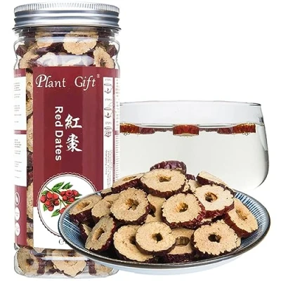 Image of Plant Gift 100% Red Dates Slices, 红枣干 Pure Natural Organic (Seedless), Jujube, Chinese Organic, Health Care 80g/2.82oz