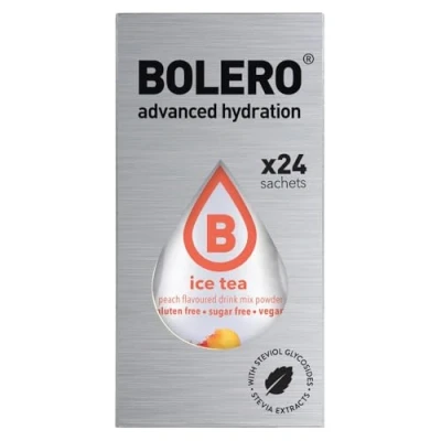 Image of Bolero Drink 24 Sachets 3g Sticks Fruit Prepared Powder Soluble For Fresh in Water Product, 72g Stevia Sweetened (Ice Tea Peach)