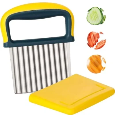 Image of Crinkle Slicer Potato Cutter Chip Stainless Steel Vegetable Peeler Chipper Wavy Blade Cutting Tool for Kitchen