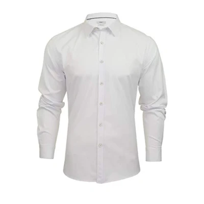 Image of Xact Mens Long Sleeved Poplin Stretch Shirt Slim Fit (White) M