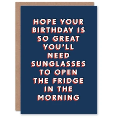 Image of Artery8 Birthday Card Hangover Sunglasses For Fridge Him Man Male Friend Greeting Fun Funny Humour Joke