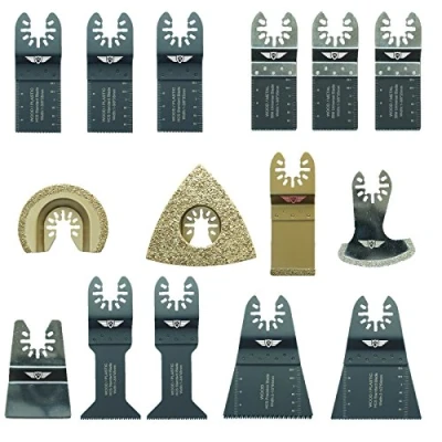 Image of 15 x TopsTools FAKA15 Fast Fit Mix Blades Compatible with Dewalt Stanley Black and Decker Bosch Fein (Non StarLock) Makita Milwaukee Hitachi Parkside Ryobi Worx Workzone Multitool Accessories