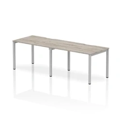 Image of Evolve Plus 1200mm Single Row 2 Person Desk Grey Oak Top Silver Frame