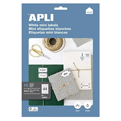 Image of APLI Labels White Printable Permanent Adhesive 10 Hojas