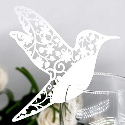 Image of AUNMAS 50pcs Bird Wedding Table Number Place Cards Hollow Name Personalized Reception Decor Guest for Wine Glass Banquets Decoration(1#)