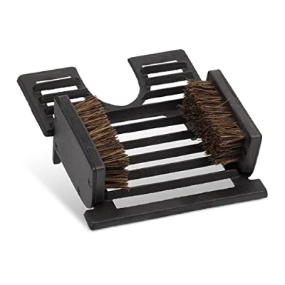 Image of Relaxdays Shoe Scraper, Made of Cast Iron, with Brushes, Boot Jack, Antique Design, Outdoor Area, Cleaner, Black