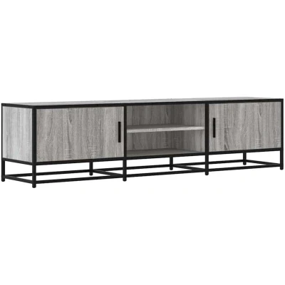Image of vidaXL TV Cabinet Stand/Media Unit Grey Sonoma/Metal 160x35x41cm Industrial Style, Engineered Wood, Storage