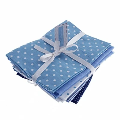 Image of Trimits Printed Cotton Linen Craft Fabric Fat Quarter Bundle, Blues, 54 x 45cm (5 Pieces)
