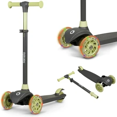Image of Lionelo Jessy Kids&#039; Scooter for Ages 3+ up to 50kg LED Illuminated wheels Secure anti slip deck Durable Brake System 4 Stage Adjustable height Lightweight 2.3kg Great gift girl/boy