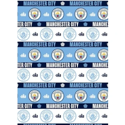 Image of MANCHESTER CITY FC WRAPPING PAPER ROLL WRAP 3M FOOTBALL BIRTHDAY GIFT