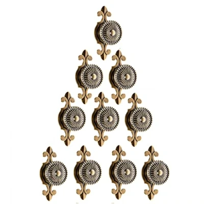 Image of Mgoodoo Pack of 10 Pull Handles Knobs for Drawer Door Kitchen Cabinet Furniture Wardrobe Round Antique Brass