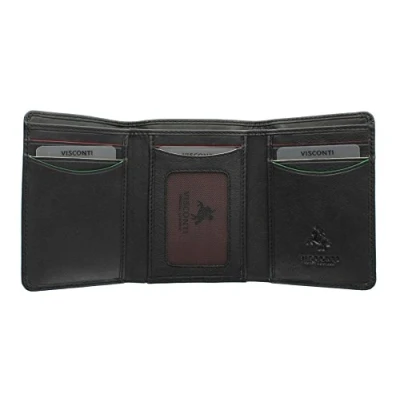 Image of Visconti Augusta Collection Pinehurst Leather Tri Fold Wallet RFID Blocking AG16 Black