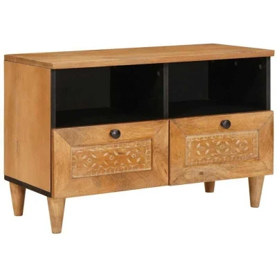 Image of vidaXL TV Cabinet Light brown 70 x 33 46 cm Solid mango wood