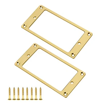 Image of OTOTEC 2Pcs Golden Humbucker Pickup Mounting Rings With Screws Fittings 92x45.5x2mm Metal Flat Cover Frame For Electric Guitar Replacement Parts