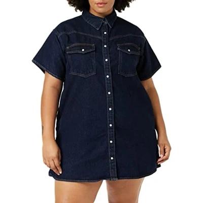 Image of Levi&#039;s Women&#039;s Plus Size Elowen Western Dress Indigo Rinse (Black), XL