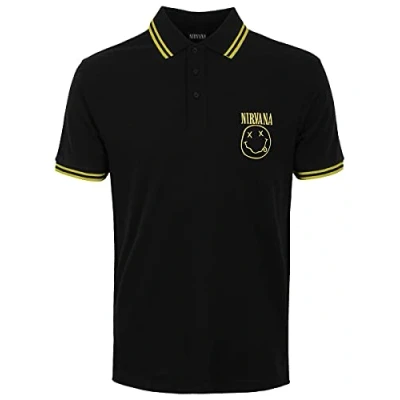 Image of Paradiso Clothing Nirvana Smiley Unisex Polo shirt, Size: Medium, Black