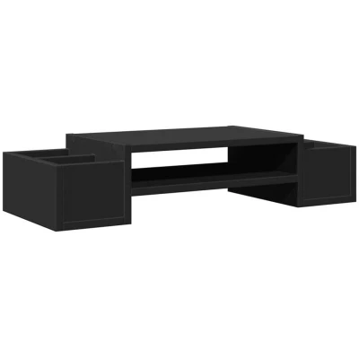 Image of vidaXL Monitor Stand with Storage Black 70x27x15 cm Engineered Wood