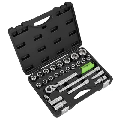 Image of Siegen Socket Set Extendable Ratchet 1/2&quot; Square Drive 26 Piece