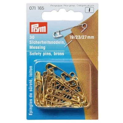 Image of Prym Safety Pins, Brass, Gold, 19/23 / 27 mm, goldfarbig, 30 Stück