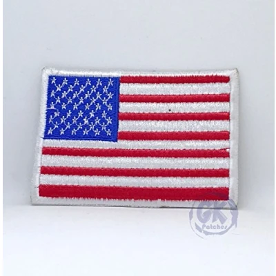 Image of Union Jack Variation and American Flag USA Iron on Sew Embroidered Patch (American White Border)