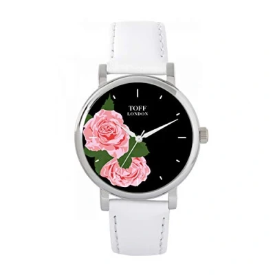 Image of Toff London Ladies Pink Rose Flower Watch