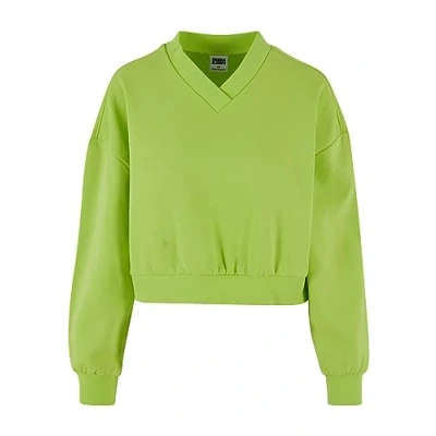Image of Urban Classics Cropped Vneck Sweatshirt, Women&#039;s, Size: 3XL, Frozenyellow