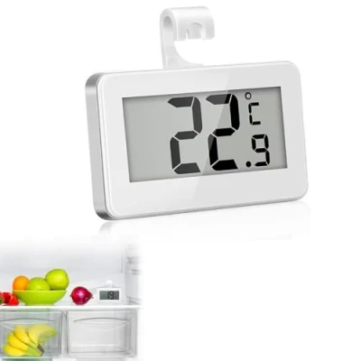 Image of Jinpojun Fridge Thermometer, Mini Digital Thermometer for Freezer with Easy to Read LCD Display, Perfect Fridge, Outdoor, Restaurants, Bars, Cafes (4.3 x 6.8 cm)
