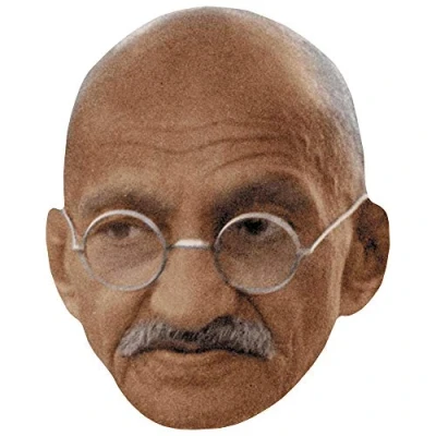 Image of Mahatma Gandhi (Glasses) Celebrity Mask, Flat Card Face, Fancy Dress Mask