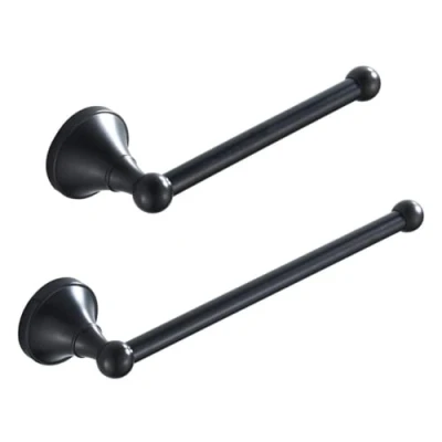 Image of LSOAARRT 2pc Bathroom Accessories Set Towel Ring and Toilet Roll Holder Antique Brass Wall Mounted, Brushed Bronze (Black)