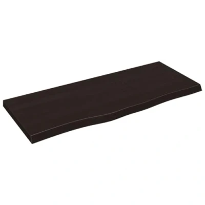 Image of vidaXL Wall Shelf in Dark Grey Solid Oak Wood Storage Solution for Any Room, 100x40x4 cm with Rustic Live Edge Design