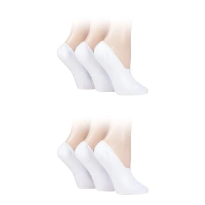 Image of SockShop Ladies Bamboo Shoe Liner Soft, Breathable, Cooling Plain Fine High Cut Low Short for Trainers 6 Pair Multipack Size 4 8 White