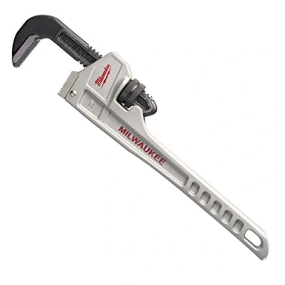 Image of Milwaukee 48 22 7214 14 Inch Aluminium Pipe Wrench Red/Black/Silver