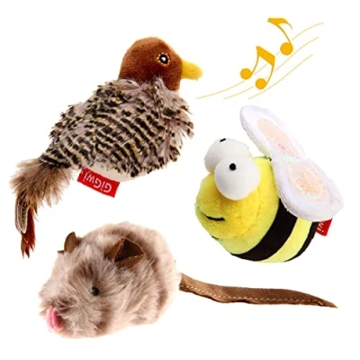 Image of GiGwi Interactive Cat Toys Animal Sound Bird/mouse/Bee Squeaking Melody Chaser&amp; for Cats to Play Alone,Funny Squeak Kitten Boredom