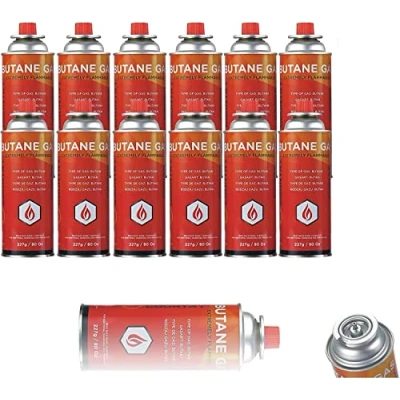 Image of Pilot Imports BUTANE GAS BOTTLES CANISTERS FOR COOKER HEATER BBQ (Pack of 12)