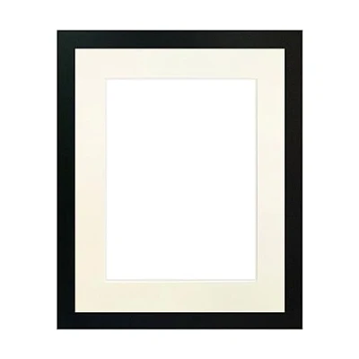 Image of FRAMES BY POST 0.75 Inch Black Picture Photo Frame With Ivory Mount 14 x11 Image Size 10 x 8 Plastic Glass