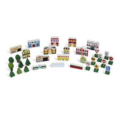 Image of Melissa &amp; Doug Wooden Town Play Set (Frustration Free Packaging)