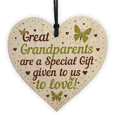 Image of RED OCEAN Great Grandparent Gifts Nan Grandad Grandma Grandpa Christmas Birthday Keepsake Heart Plaque